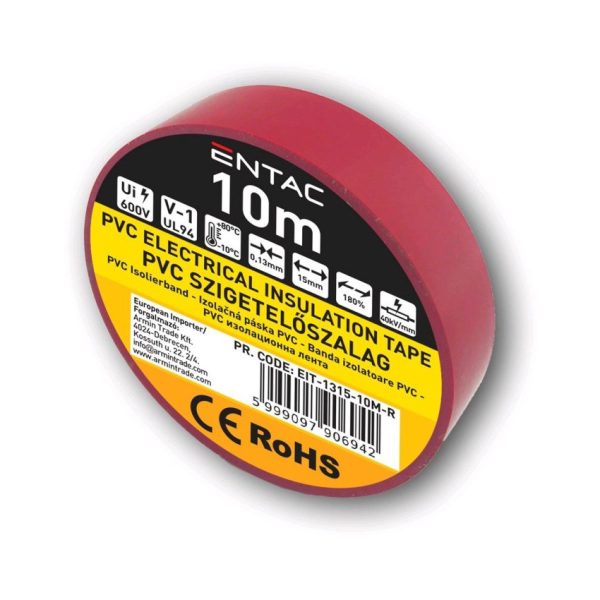 Elektroizolačná páska PVC, 0,13x15 mm, červená farba, balenie 10m