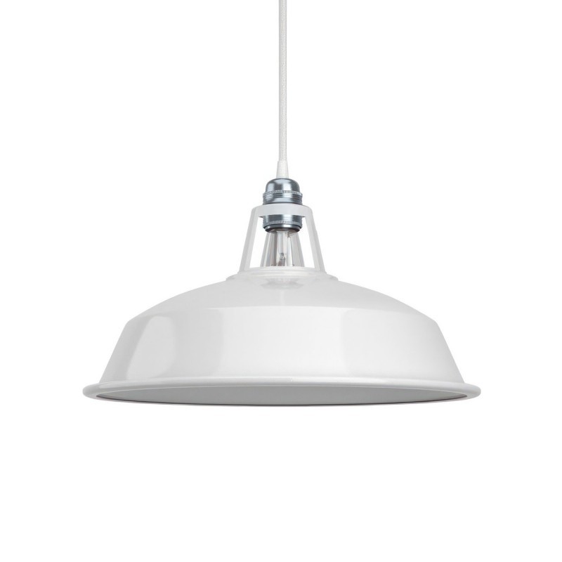 Kovové tienidlo v bielej farbe s bielym vnútrom, priemer 38cm