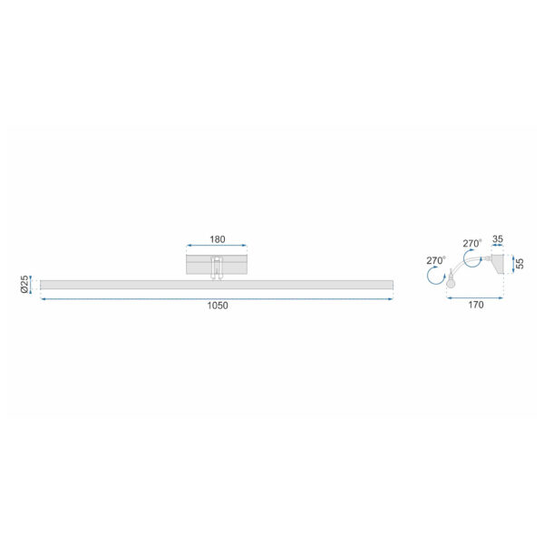 LED svietidlo nástenné  do kúpeľne v chrómovej farbe, 105cm, 15W - Image 4