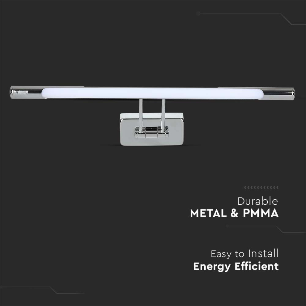 LED 8W svietidlo nástenné v chrómovej farbe, 600lm, Teplá biela – Obrázok 5