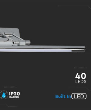 LED 8W svietidlo nástenné v chrómovej farbe, 600lm, Teplá biela – Obrázok 6