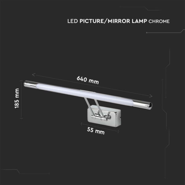 LED 12W svietidlo nástenné  v chrómovej farbe, 900lm, Teplá biela - Image 6