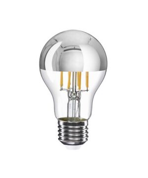 Strieborná LED zrkadlová žiarovka 7W, E27, 650lm, A60, Stmievateľná