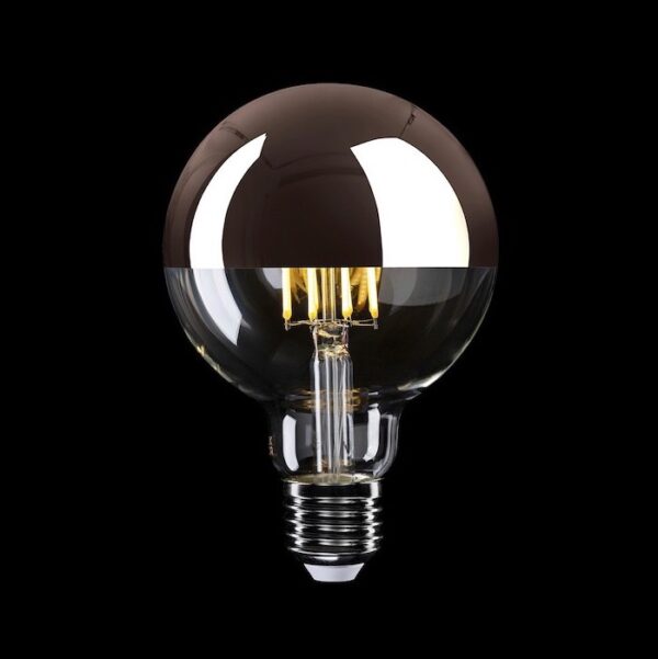 Medená LED zrkadlová žiarovka 7W, E27, 650lm, G95, Stmievateľná - Image 2