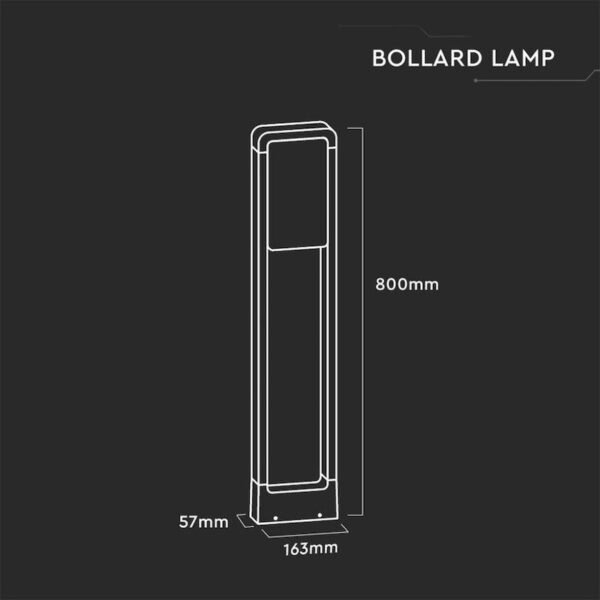LED záhradné stĺpikové svietidlo s čipom Samsung , IP65, 80cm, 6400K, 650lm, čierna farba - Image 8