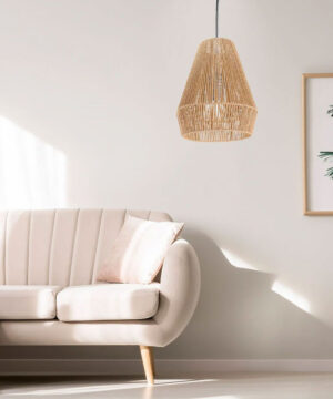 Alternative view of Závesné svietidlo z jutovej šnúry s vysokým tienidlom