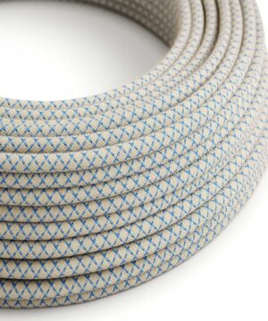 Kábel dvojžilový v podobe textilnej šnúry so vzorom Criss-Cross Blue, 1 meter