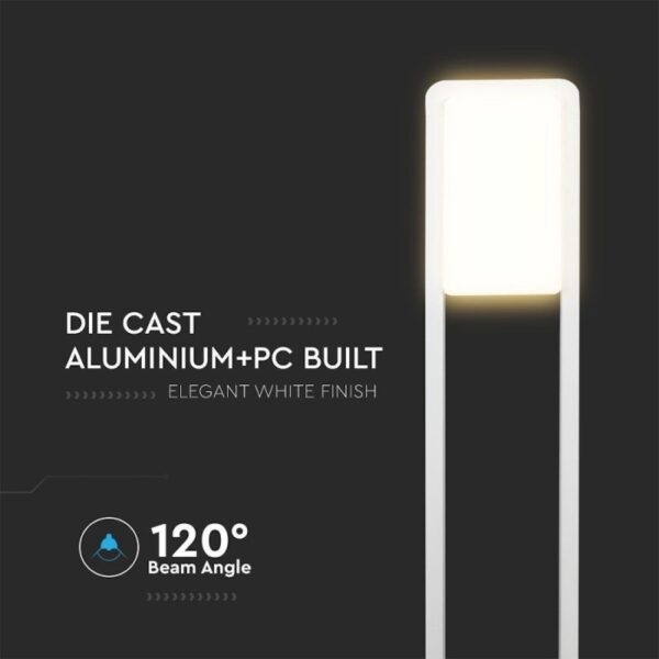 LED záhradné stĺpikové svietidlo s čipom Samsung , IP65, 80cm, 3000K, 650lm, biela farba - Image 4