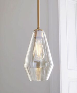Alternative view of Závesné elegantné svietidlo so skleneným transparentným tienidlom