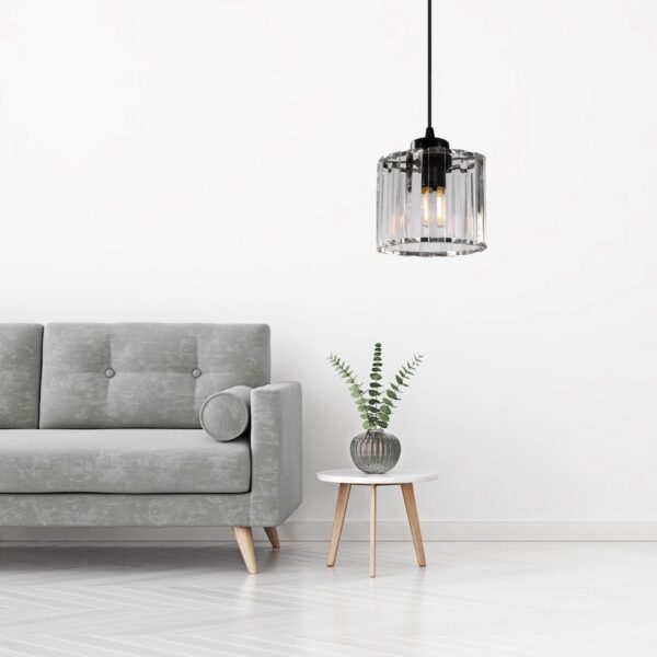 Lampa sklenená závesná v tvare krištáľového valca - Image 3
