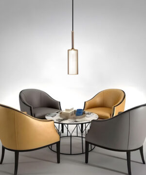 Alternative view of Závesná sklenená lampa s jantárovým sklom, 8cm priemer