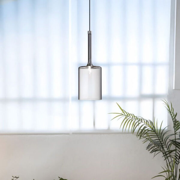 Závesná sklenená lampa so šedým sklom, 10cm priemer - Image 3