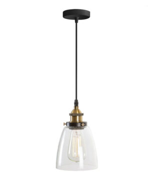 Sklenené závesné svietidlo v industriálnom štýle, číre sklo