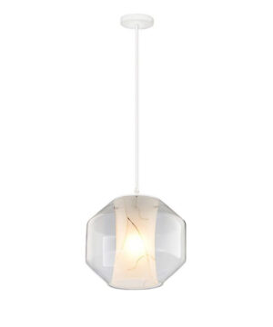 Svietidlo závesné sklenené s mramorovým efektom v bielej farbe