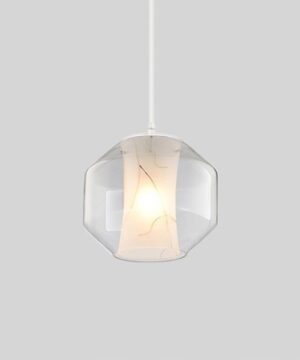 Alternative view of Svietidlo závesné sklenené s mramorovým efektom v bielej farbe
