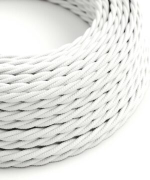 Textilný kábel skrútený v bielej farbe, umelý hodváb, 2 x 0.75mm, 1 meter
