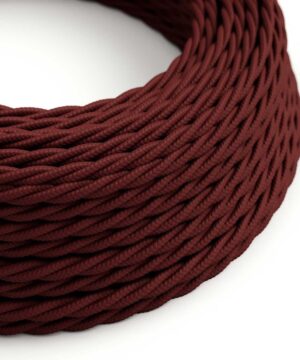 Textilný kábel skrútený v bordovej farbe, umelý hodváb, 2 x 0.75mm, 1 meter