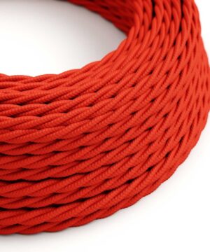 Textilný kábel skrútený v červenej farbe, umelý hodváb, 2 x 0.75mm, 1 meter
