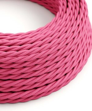 Textilný kábel skrútený v tmavo ružovej farbe farbe, umelý hodváb, 2 x 0.75mm, 1 meter