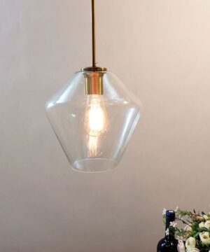 Alternative view of Závesné kreatívne svietidlo so skleneným transparentným tienidlom