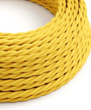 Textilný kábel skrútený v žltej farbe, umelý hodváb, 2 x 0.75mm, 1 meter