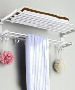 Skladací a pohyblivý stojan na uteráky 56cm, hliník – 2.AKOSŤ – Preliačenina