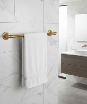 Alternative view of Vešiak na uteráky a osušky v brúsenej zlatej farbe