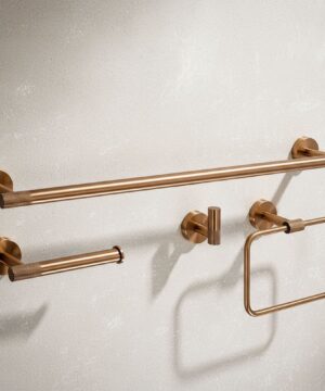 Alternative view of Luxusný set doplnkov do kúpeľne, 4 kusy v brúsenej medenej farbe