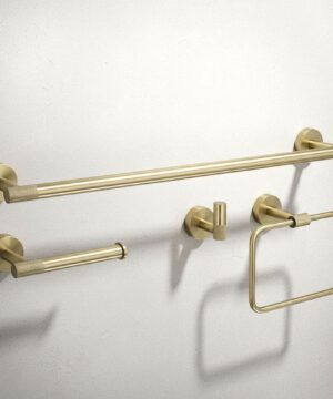 Alternative view of Luxusný set doplnkov do kúpeľne, 4 kusy v brúsenej zlatej farbe