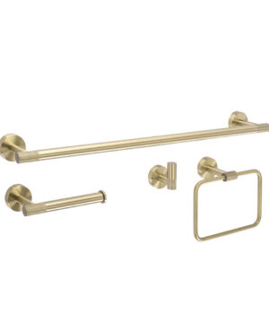 Luxusný set doplnkov do kúpeľne, 4 kusy v brúsenej zlatej farbe