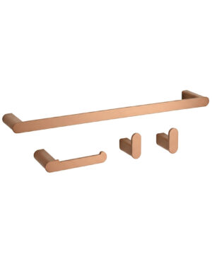 Set doplnkov do kúpeľne, 4 kusy v brúsenej medenej farbe