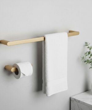 Alternative view of Set doplnkov do kúpeľne, 4 kusy v brúsenej zlatej farbe