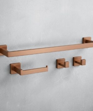 Alternative view of Hranatý set doplnkov do kúpeľne, 4 kusy v brúsenej medenej farbe