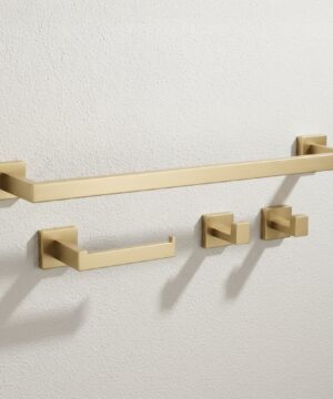 Alternative view of Hranatý set doplnkov do kúpeľne, 4 kusy v brúsenej zlatej farbe