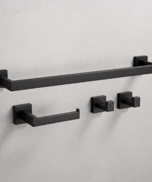 Alternative view of Hranatý set doplnkov do kúpeľne, 4 kusy v matnej čiernej farbe