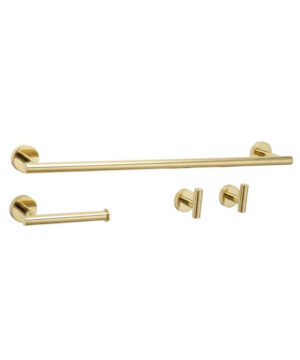 Sada doplnkov do kúpeľne, 4 kusy v zlatej farbe